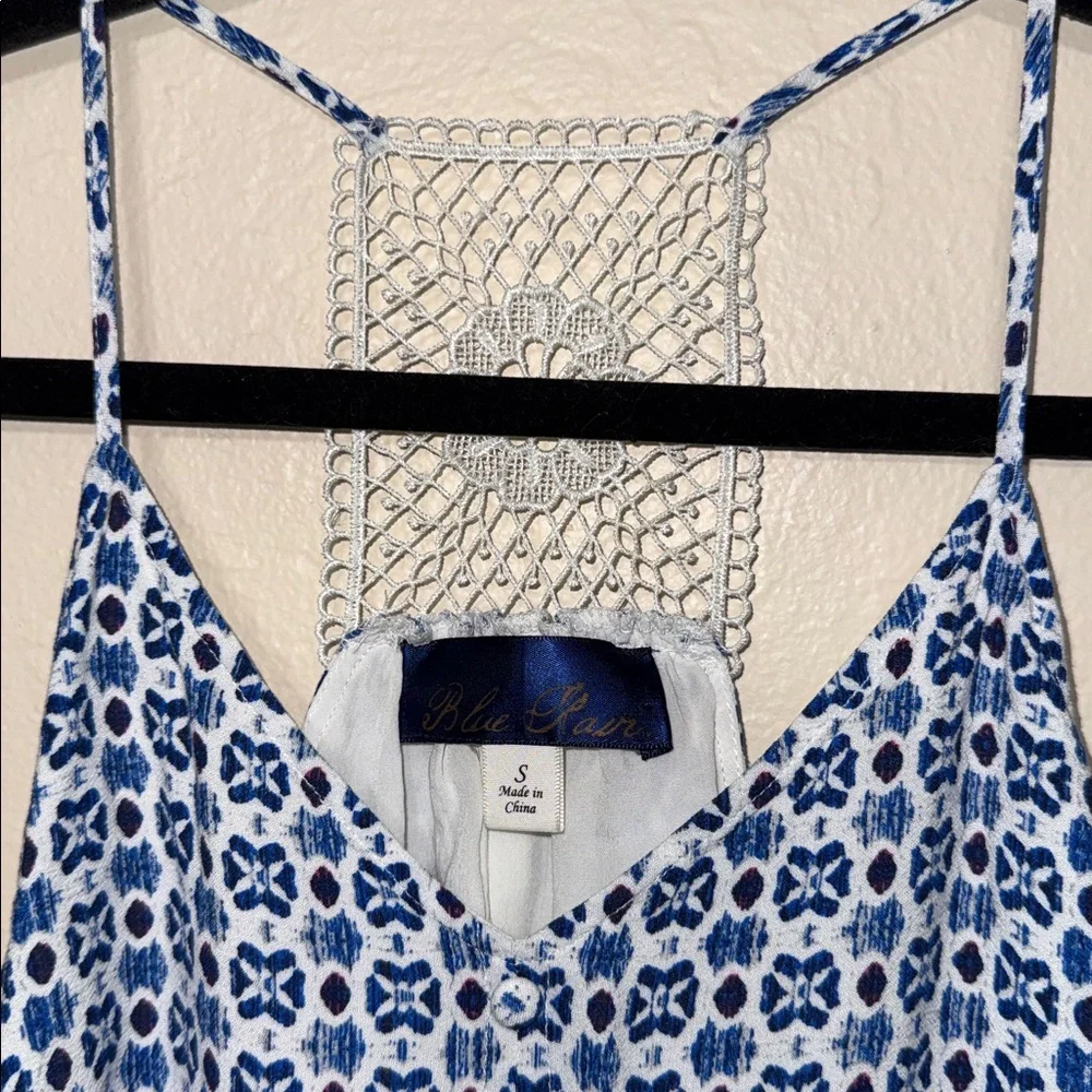 Blue Rain Patterned Blue and White tank top - Picture 2 of 5